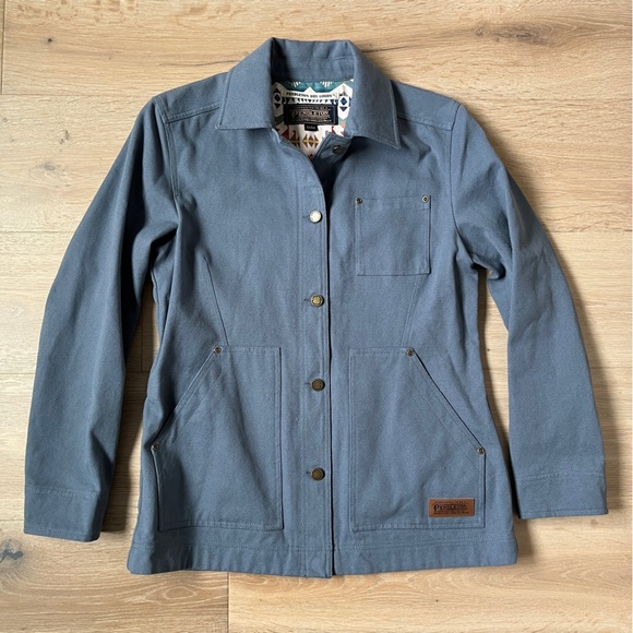 NWOT Pendleton Jacket Sz M Blaine Canvas Button-up Barn Coat Storm Blue*R16 - Picture 2 of 4